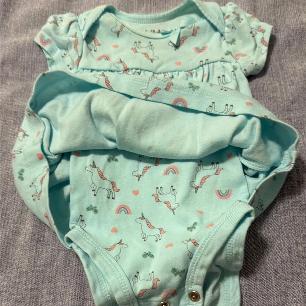 Carter's Aqua Unicorn Baby Romper